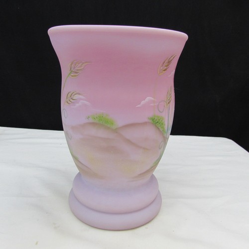Fenton Blue Burmese Beach Haven Hand Painted Vase Special Order LE 2009 W1408 - Picture 3 of 9