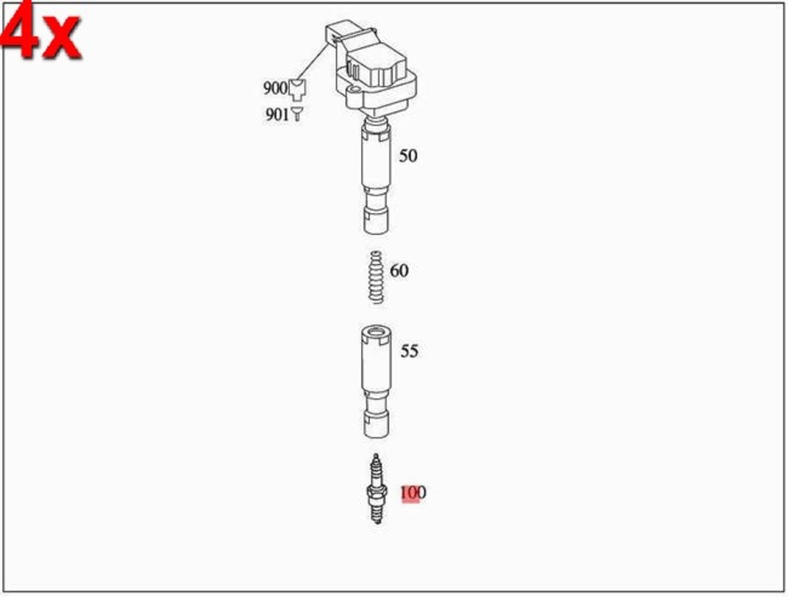4pcs Genuine MERCEDES Spark plug 0041595803