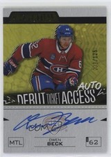 2023 Upper Deck Credentials Debut Ticket Access Yellow 3/125 Owen Beck Auto 1q2