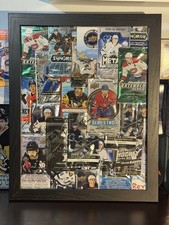 12.5” x 15.5” Framed Hockey Card Packaging Collage - Decor For Card Collectors
