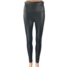 Spanx Women's Black Faux Vegan Leather High Waisted Skinny Leggings Pants Size L
