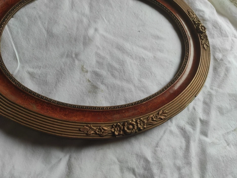 Cadre ovale ancien 50x40 Bois - Photo 3/4