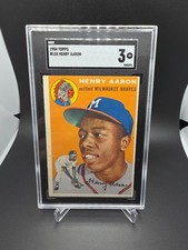 1954 TOPPS HANK AARON ROOKIE CARD SGC 3 JUST GRADED BRILLIANT COLORS CARD #128