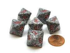Speckled 15mm 8 Sided D8 Chessex Dice, 6 Pieces - Granite
