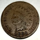 1886 Indian Head Cent Penny, Variety 1, Var 1, T1, Type 1, Good Details -2447