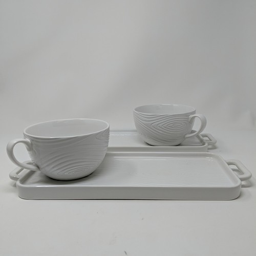 Temp-tations Woodland Ceramic Set of 2 16-oz Soup Mugs and Sandwich Tray White - Picture 3 of 6