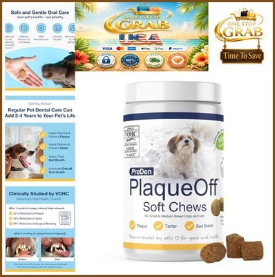Dental Soft Chews for Large Giant Breed Dogs 90 Count Natural Kelp Plaque