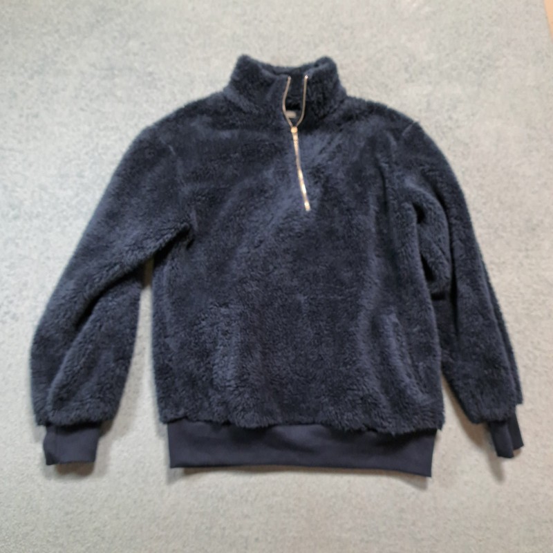 Merokeety Faux Shearling Quarter-zip Pullover Jacket Womens Size Small Blue