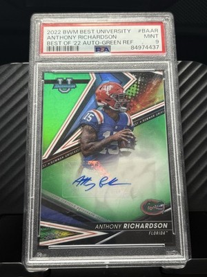 2022-23 Bowman's Best University - Autographs Anthony Richardson /99 Green PSA 9
