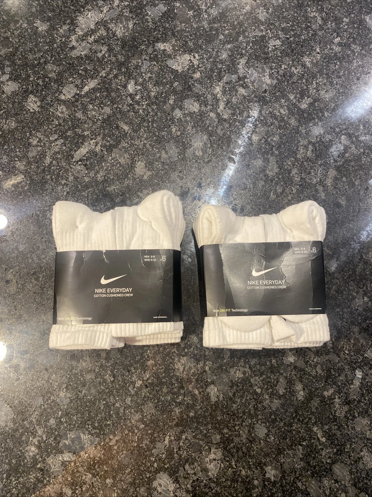 Lot of 2x Nike Everyday Cotton Cushioned Crew Dri-Fit Socks Sz M 12 Pairs