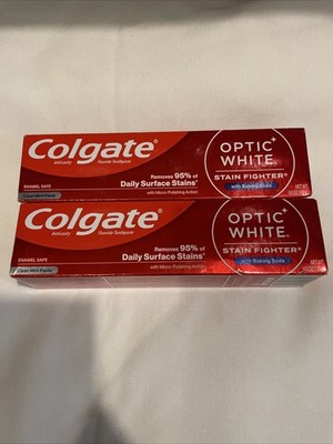 Colgate Optic Stain Fighter Whitening Toothpaste 2, Clean Mint 6 0z Exp 2027