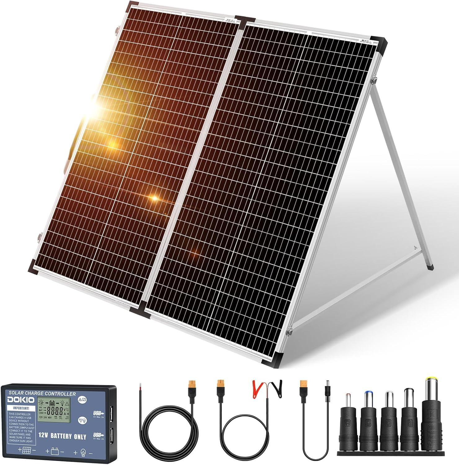 160W 18V Pannello Solare Portatile Pieghevole Monocristallino per Batteria Da 12