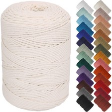 Natural Macrame Cord 3mm x 328Yards, Beige Macrame Rope, Cotton Cord for Wall...