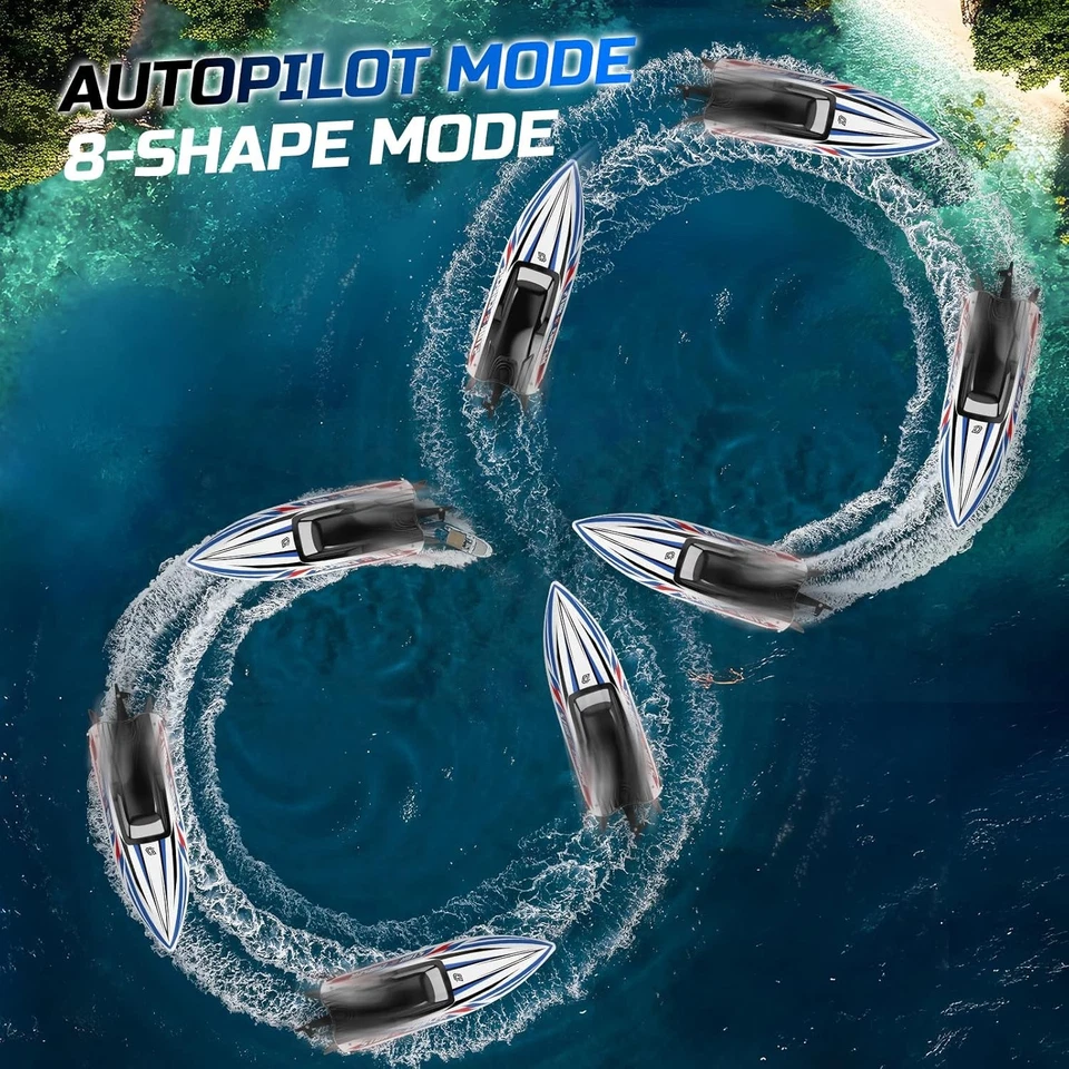 DEERC Racing RC Boat 30mph Brushless LED Pool Toy Gift - Image 4 of 4