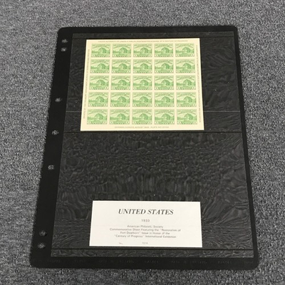 #ad US 1933 FORT DEARBORN FARLEY SOUVENIR SHEET 0F 25 STAMPS;SC# 730. MNH 1 CENT VF $9.49