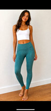 Women's Teal High Rise Pocket Ankle Leggings Yoga Athleisure M