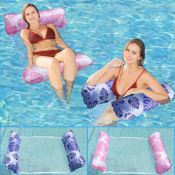2 Stk WasserhäNgematte Aufblasbar 4In1 Pool Luftmatratze Schwimmbett Netz-image
