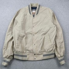 Vintage Mighty-Mac Out O Gloucester Bomber Jacket Mens M/L Tan Made in USA Snap