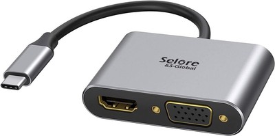 USB C to HDMI VGA Adapter,USB Type C to VGA HDMI Thunderbolt 3 VGA Adapter fo...