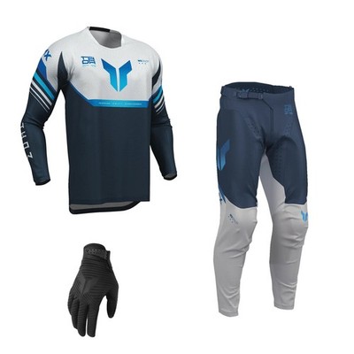Thor MX Combo Hose Shirt Launchmode Air Raptor blau grau Motocross Set LM H