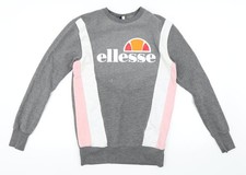 Womens UK 8 Regular ellesse Grey Pullover Sweatshirt