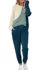 Lounge Sets for Women Two Piece Outfits Sweatsuits Sets Small Colorblock-2