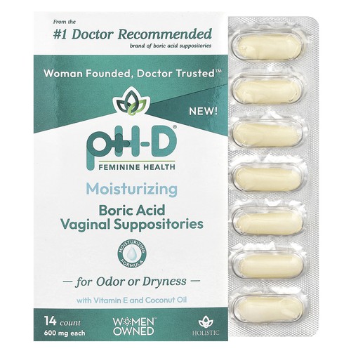 Boric Acid, Vaginal Suppositories, 600 mg, 14 count