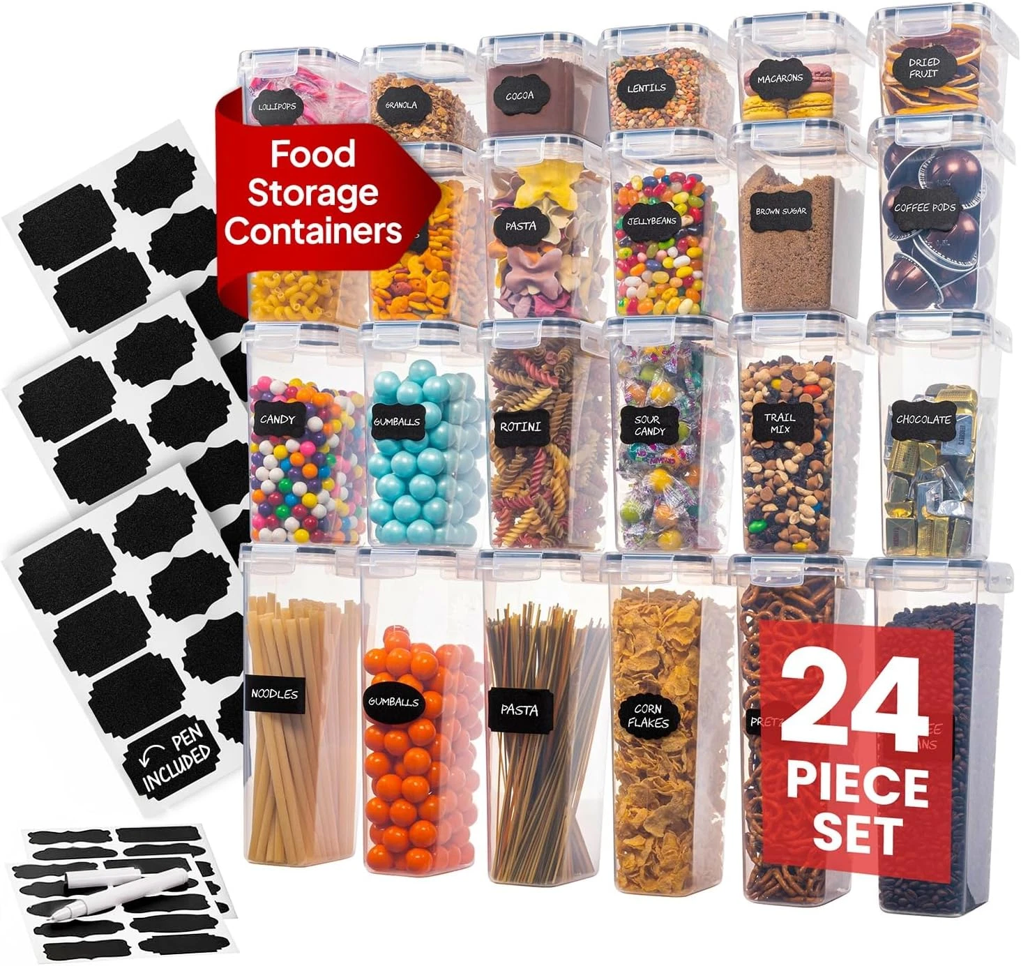 Airtight Food Storage Containers Set - Air Tight Pantry Storage Containers with