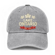 Lake Ontario Est.1763 Dad Hat Maple Leaf Vintage Washed Cotton Baseball Cap
