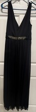 David's Bridal Black Beaded Empire Waist Maxi Dress VNeck Formal Sleeveless 8