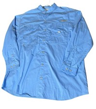 Columbia PFG Shirt Men Size XL Blue Bahama II Vented Fishing Long Sleeve Pockets