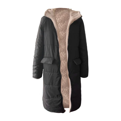 Women Winter Long Parka Quilted Knee Coat Hooded Ladies Warm Padded Jacket - Bild 17 von 45