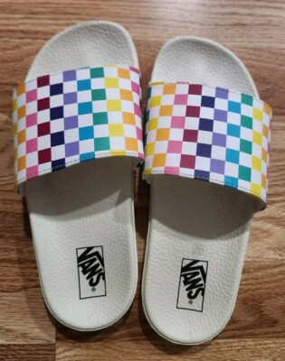 Vans Youth/KidSandals Slides Slip On Checkered Rainbow Colorful