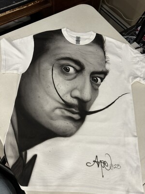 Original Freehand airbrushed t shirt of Salvador Dali.
