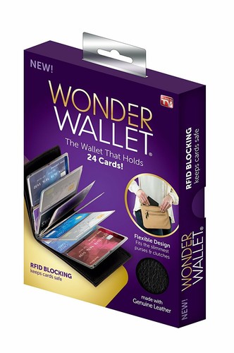 Wonder Wallet Amazing Slim RFID Wallet As Seen on TV Black Leather Wonder Wallet - Picture 7 of 7