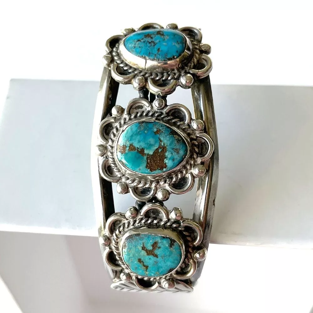 Stunning Vintage Native American Navajo Heavy Turquoise Sterling Silve –  Nativo Arts