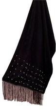 Black Velvet Sequins Shawl 20x64