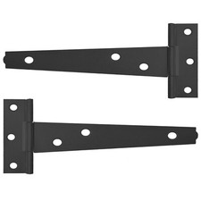 2 BLACK TEE HINGES Small-Large Outdoor Stable Door Gate Shed Metal T Hinge Pair