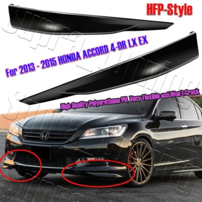 2pcs For 13-15 Honda Accord Sedan HFP-Style Black Polyurethane Front Bumper Lip