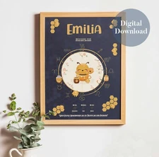 Custom Astrology Birth Chart Digital Download Printable Gift Baby Kids Wall Art