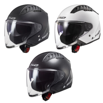 LS2 Copter Solid Open Face Motorcycle Helmet W/ SunShield