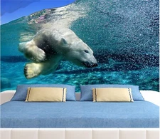 3D Polar Bears K4218 Wallpaper Mural Self-adhesive Removable Sticker Panda