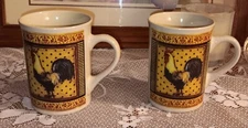 Set Of 2 Bay Island Inc Rooster 8 Oz Coffee Tea Mug Farmhouse Country Kitchen
