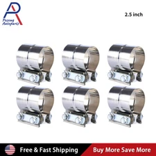 6PCS 2.5 inch lap Joint Exhaust Band Clamp Muffler Coupler T304 Stainless Steel