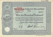"TUAG" Gebr&uuml;der Heine Tuchhandels-Aktiengesellschaft Leipzig, 1938