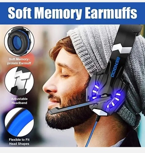 BENGOO G9000 Stereo Gaming Headset for PS4 PC Xbox, Headphones with Mic, LED - 第 5/7 張圖片