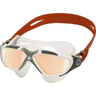 Aqua Sphere Vista Goggle Iridescent Mirrored Lens. Made In Italy. Clear Grey Red