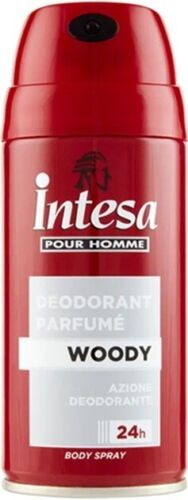 3 PZ INTESA POUR HOMME DEODORANT PARFUME' WOODY 24H 150ML - Foto 2 di 2