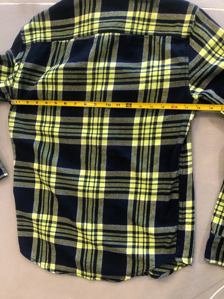 American Eagle Shirt Men's Extra Small Classic Fit Navy Blue Yellow Flannel - Image 4 of 4