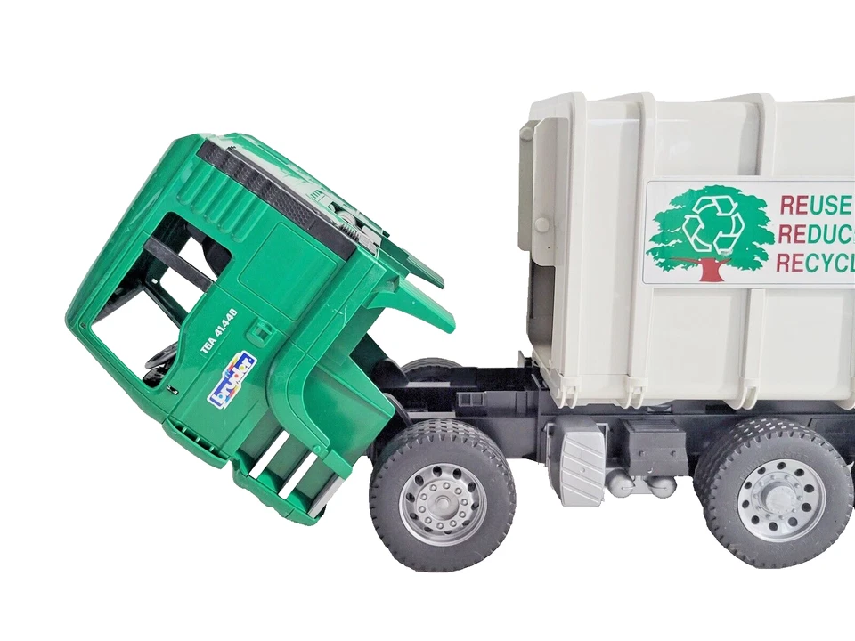 Bruder Man Rear Loading Recycling Truck TGA 41.4.40 Green Cab Made in Germany #2 - Image 3 of 4